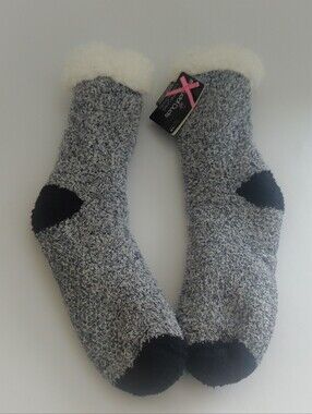 Cuddl Duds Grey Sherpa Lined Lounge Locks Plushfill Size: Shoe Size 4-10 NWT